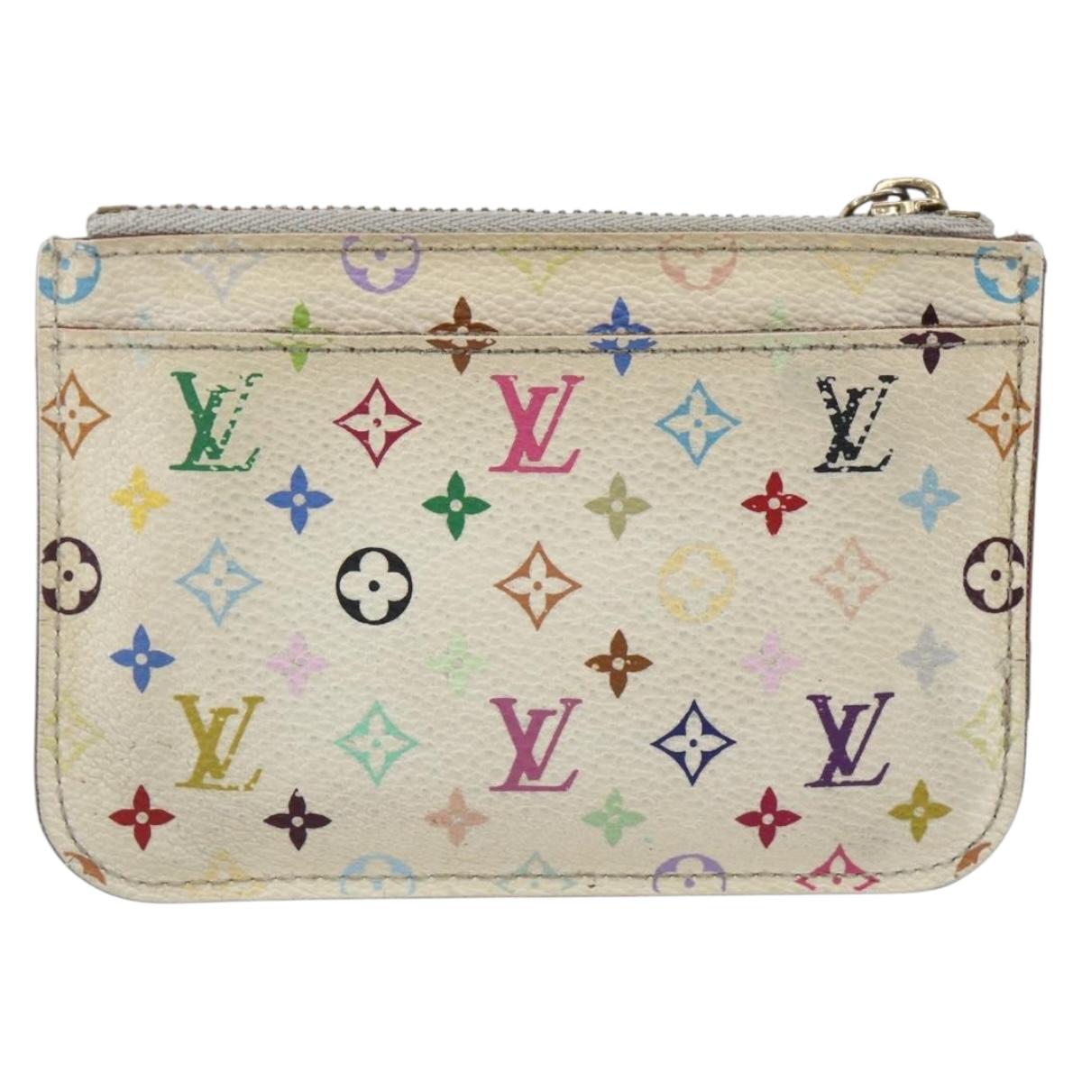 LOUIS VUITTON Multicolor Pochette Cles NM Coin Purse White M93734 LV Auth 157618