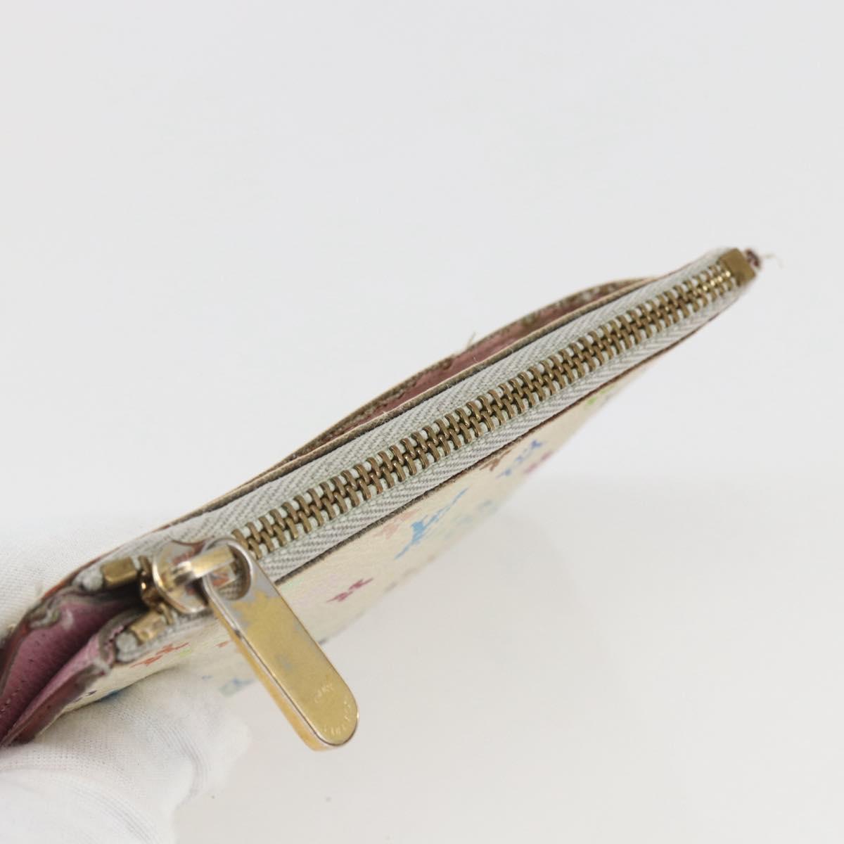 LOUIS VUITTON Multicolor Pochette Cles NM Coin Purse White M93734 LV Auth 157618