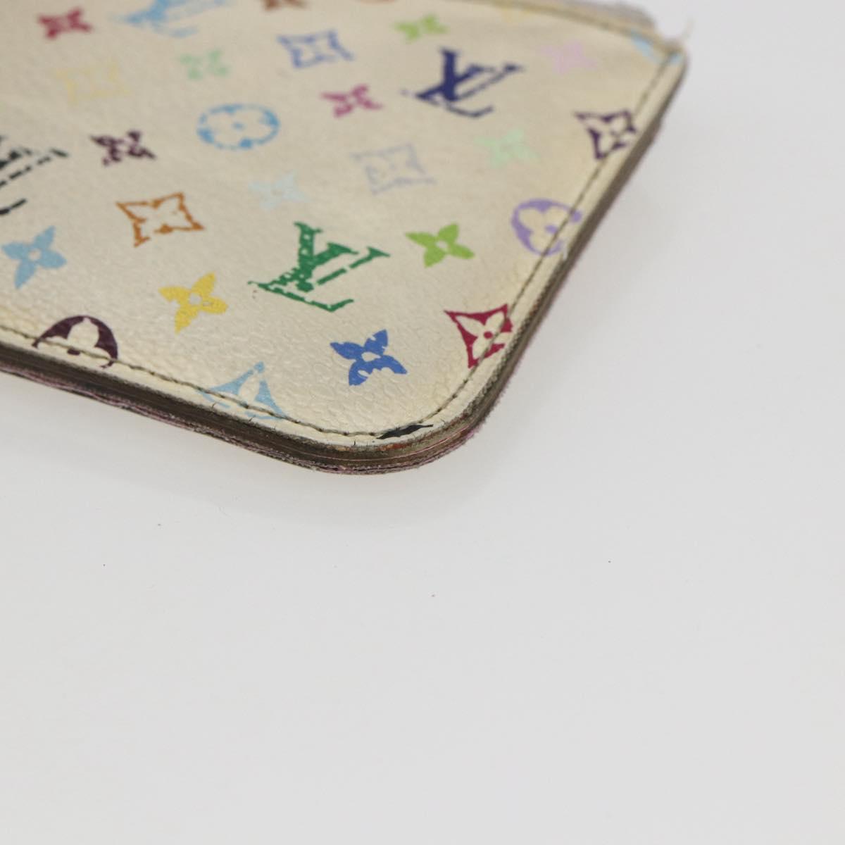 LOUIS VUITTON Multicolor Pochette Cles NM Coin Purse White M93734 LV Auth 157618
