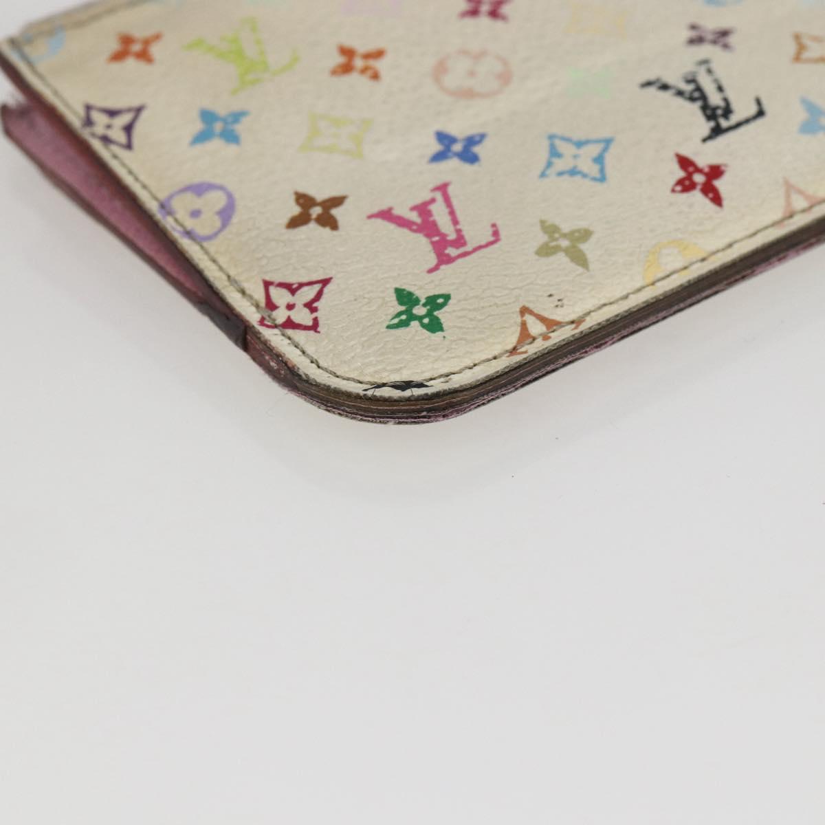 LOUIS VUITTON Multicolor Pochette Cles NM Coin Purse White M93734 LV Auth 157618