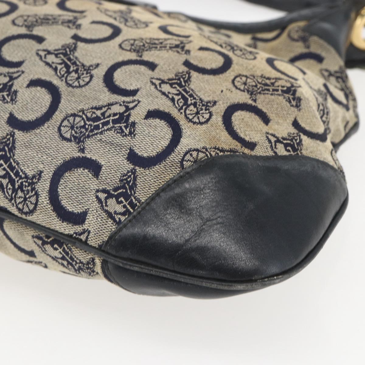 CELINE C Sulky Shoulder Bag Navy Gold Auth 157624