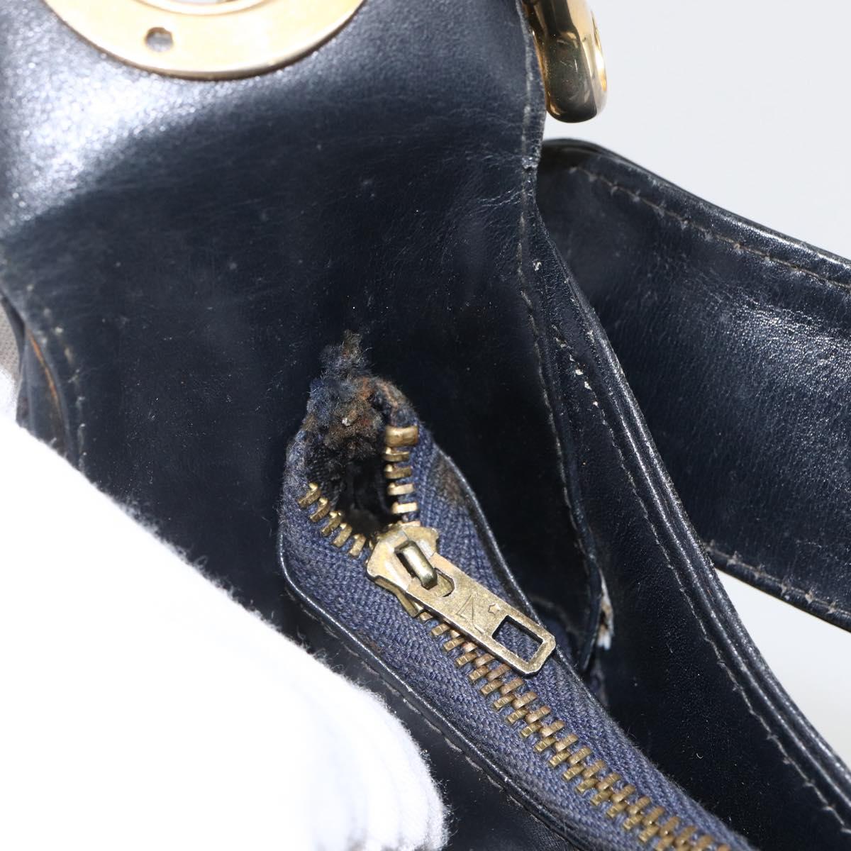 CELINE C Sulky Shoulder Bag Navy Gold Auth 157624