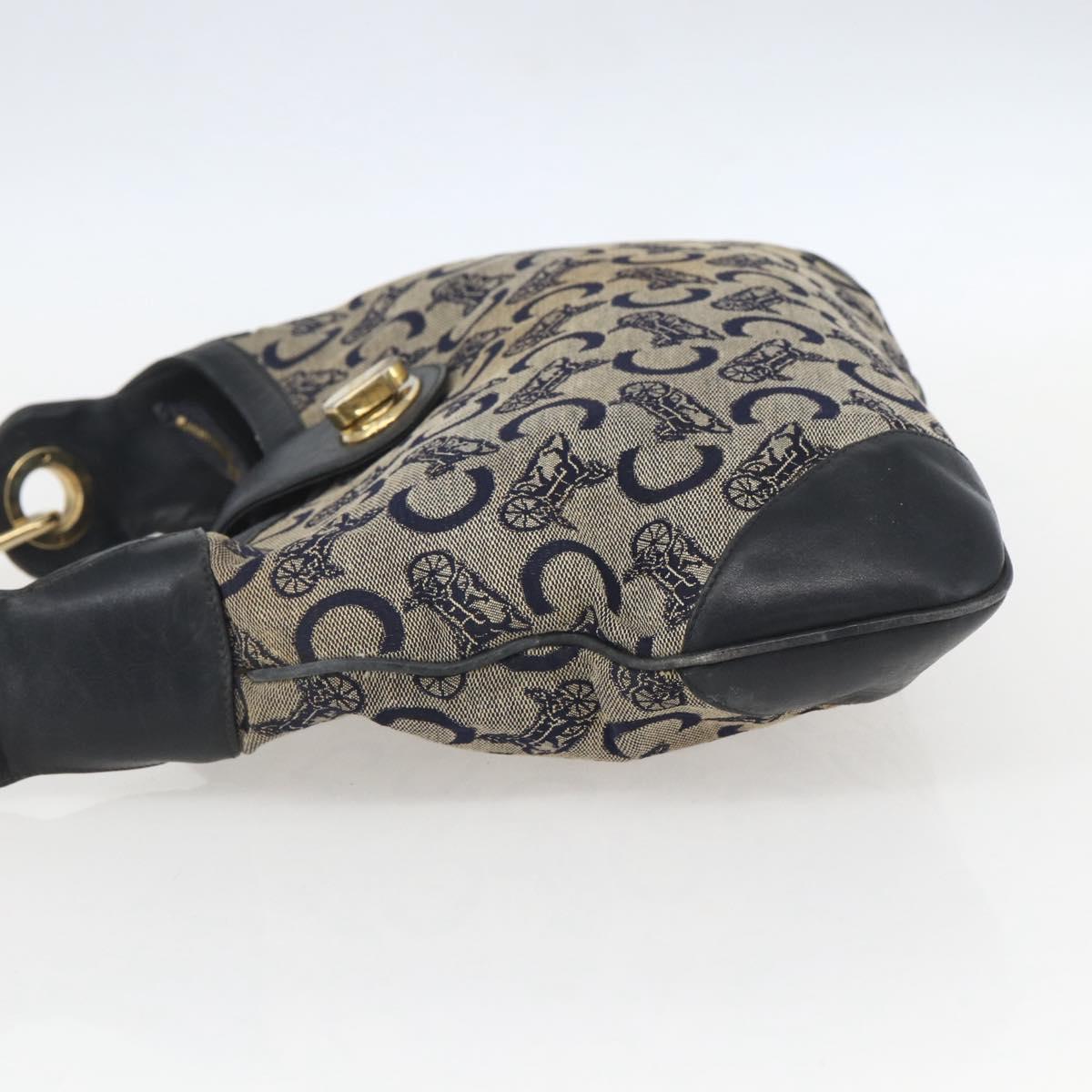 CELINE C Sulky Shoulder Bag Navy Gold Auth 157624