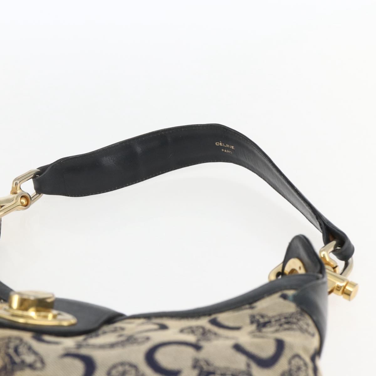 CELINE C Sulky Shoulder Bag Navy Gold Auth 157624