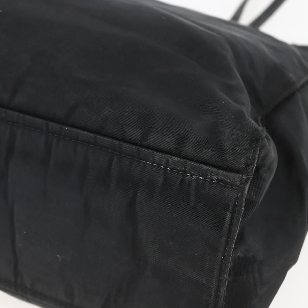 PRADA Tote Bag Nylon Black Silver Auth 157633
