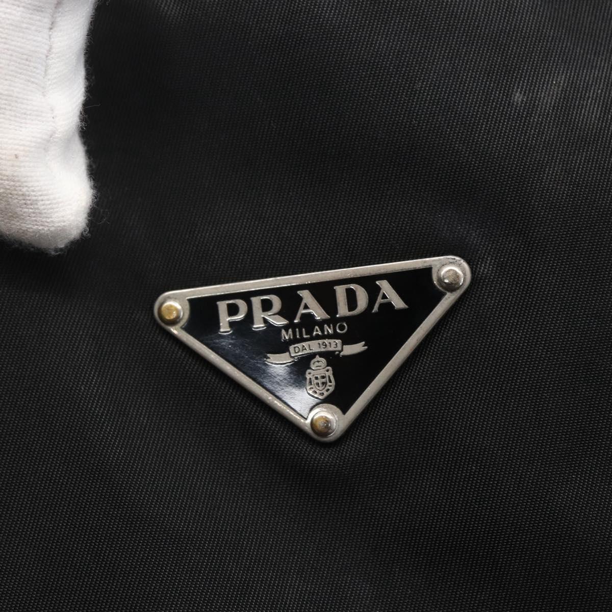 PRADA Tote Bag Nylon Black Silver Auth 157633