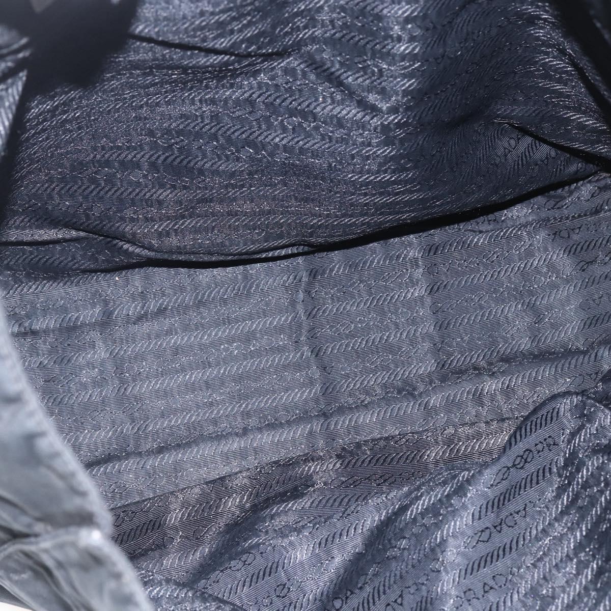 PRADA Tote Bag Nylon Black Silver Auth 157633