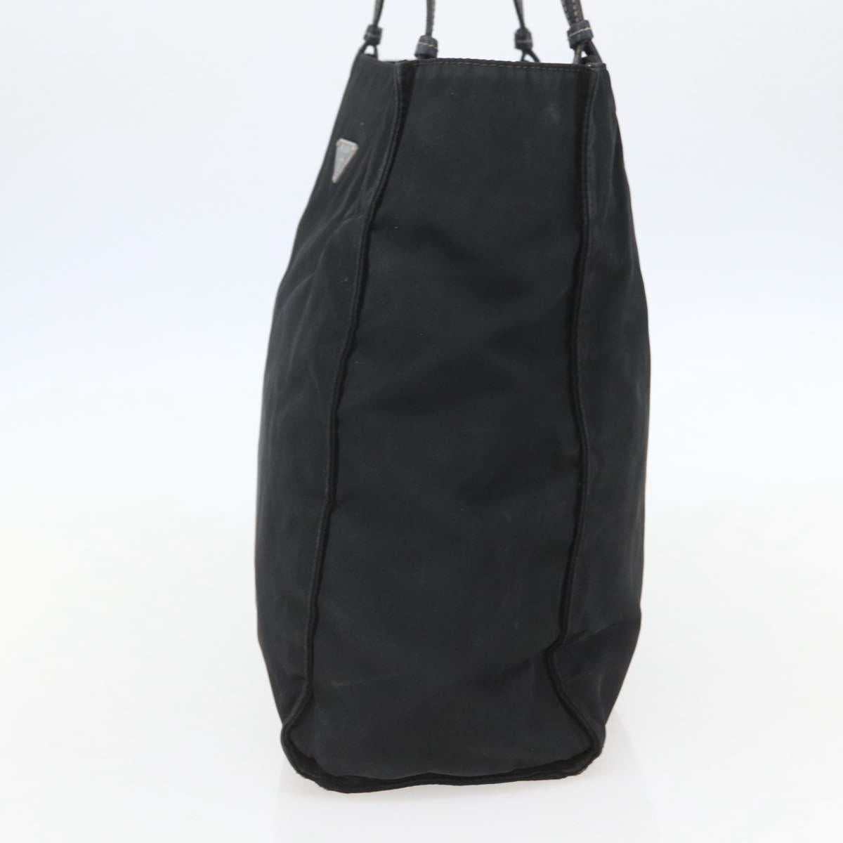 PRADA Tote Bag Nylon Black Silver Auth 157633