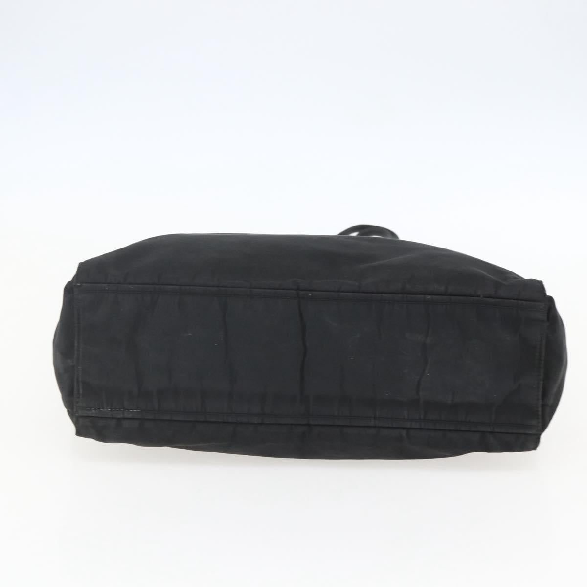 PRADA Tote Bag Nylon Black Silver Auth 157633