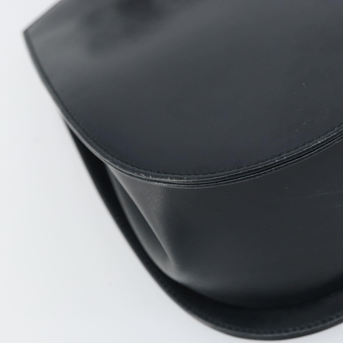 Salvatore Ferragamo Gancini Shoulder Bag Leather Navy Gold Auth 157634