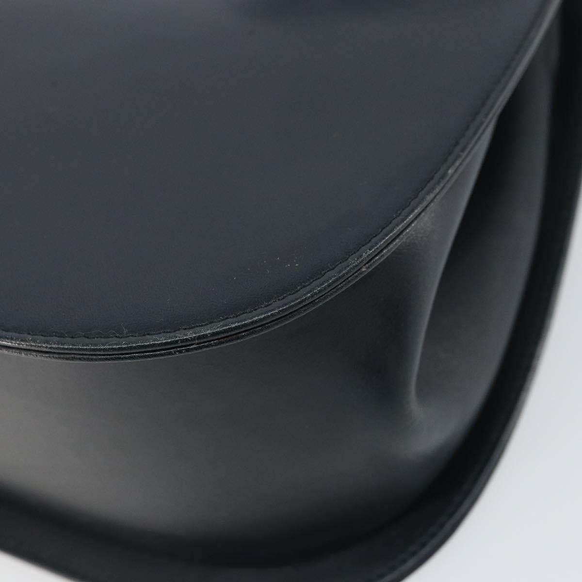 Salvatore Ferragamo Gancini Shoulder Bag Leather Navy Gold Auth 157634