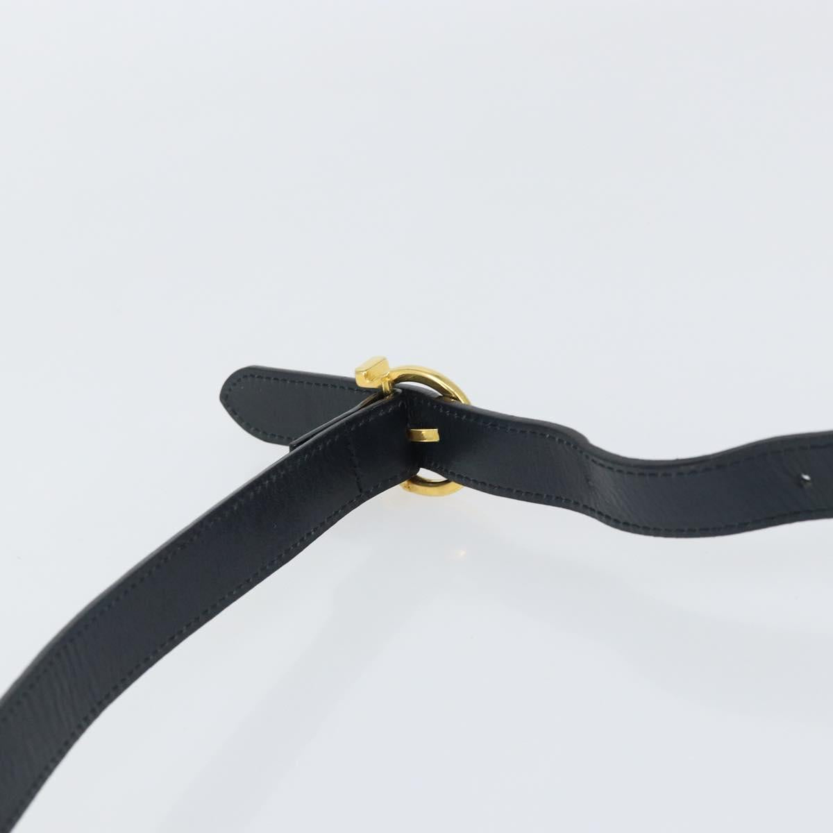 Salvatore Ferragamo Gancini Shoulder Bag Leather Navy Gold Auth 157634