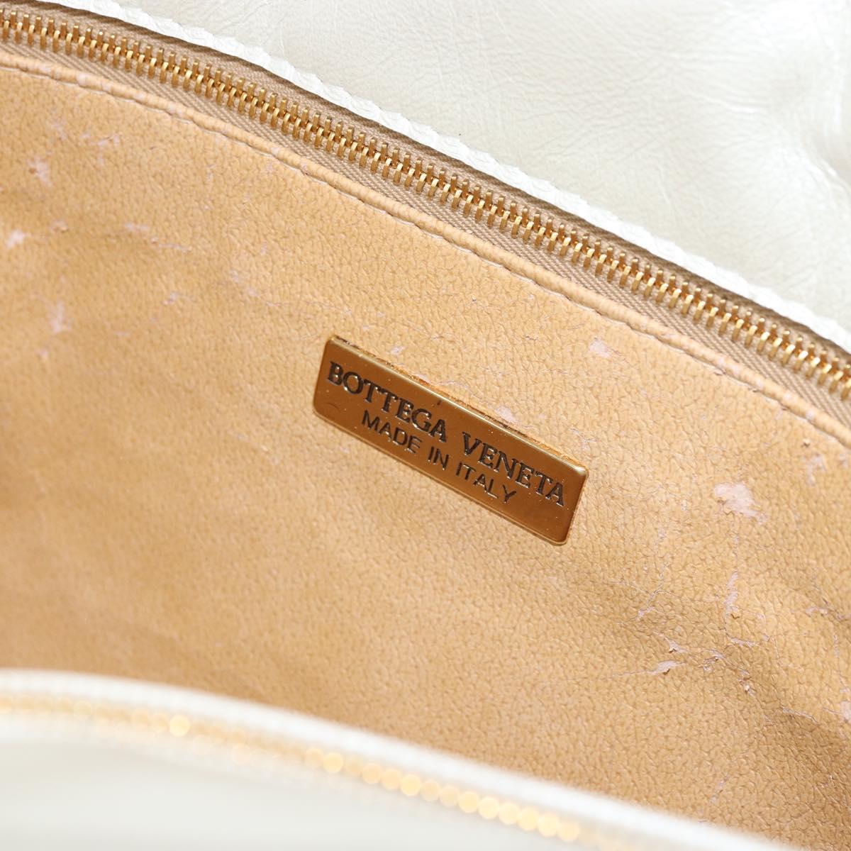 BOTTEGA VENETA INTRECCIATO Shoulder Bag Leather White Gold Auth 157636