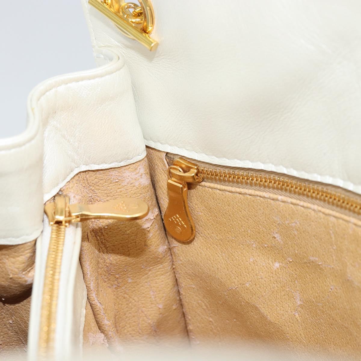 BOTTEGA VENETA INTRECCIATO Shoulder Bag Leather White Gold Auth 157636