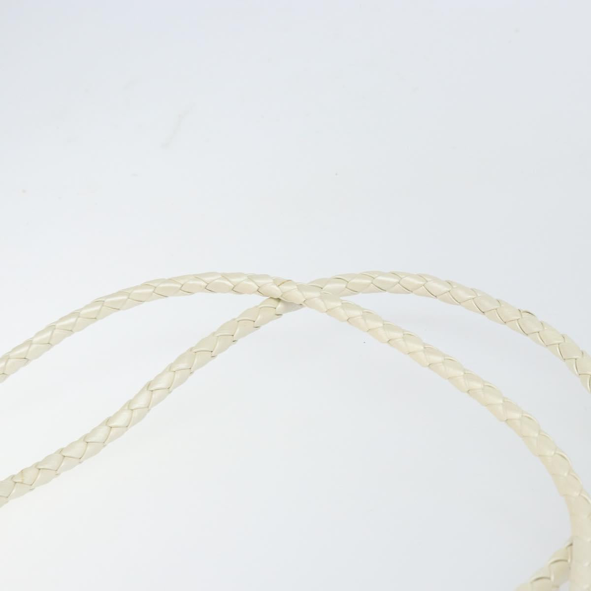 BOTTEGA VENETA INTRECCIATO Shoulder Bag Leather White Gold Auth 157636