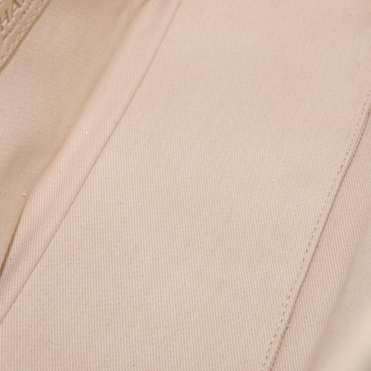 CHANEL Choco Bar Hand Bag Canvas Beige Gold CC Auth 157638V