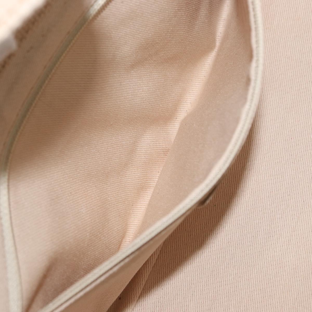 CHANEL Choco Bar Hand Bag Canvas Beige Gold CC Auth 157638V