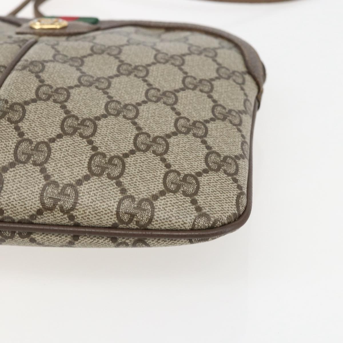 GUCCI GG Supreme Web Sherry Line Bag PVC Beige Gold 904 02 047 Auth 157639