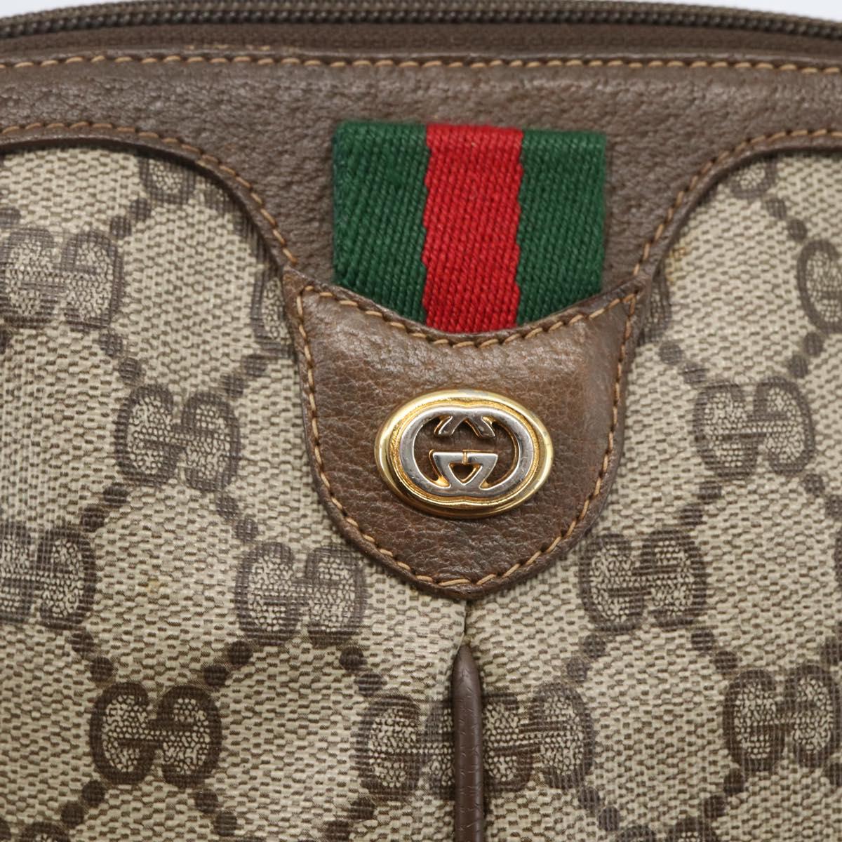 GUCCI GG Supreme Web Sherry Line Bag PVC Beige Gold 904 02 047 Auth 157639