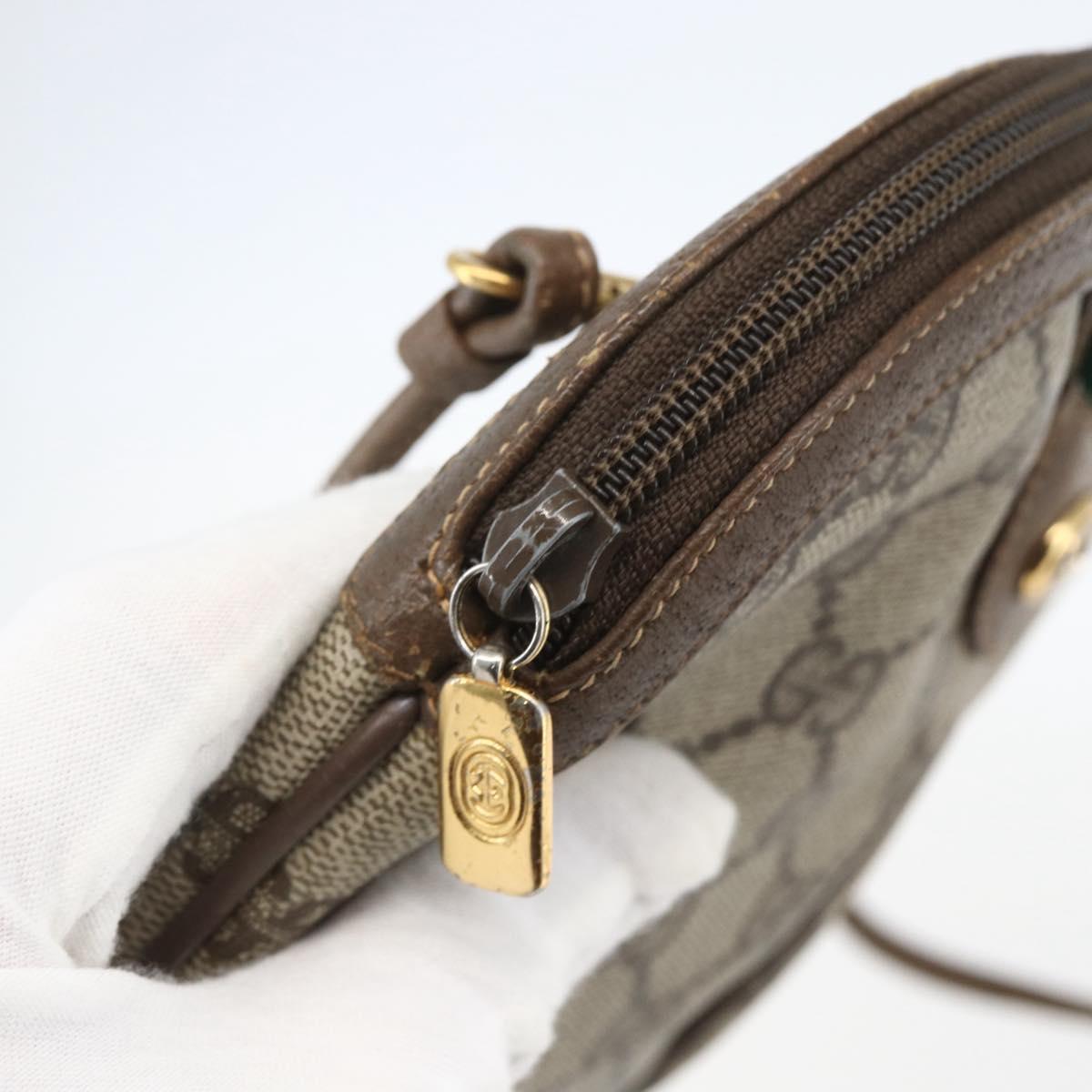 GUCCI GG Supreme Web Sherry Line Bag PVC Beige Gold 904 02 047 Auth 157639