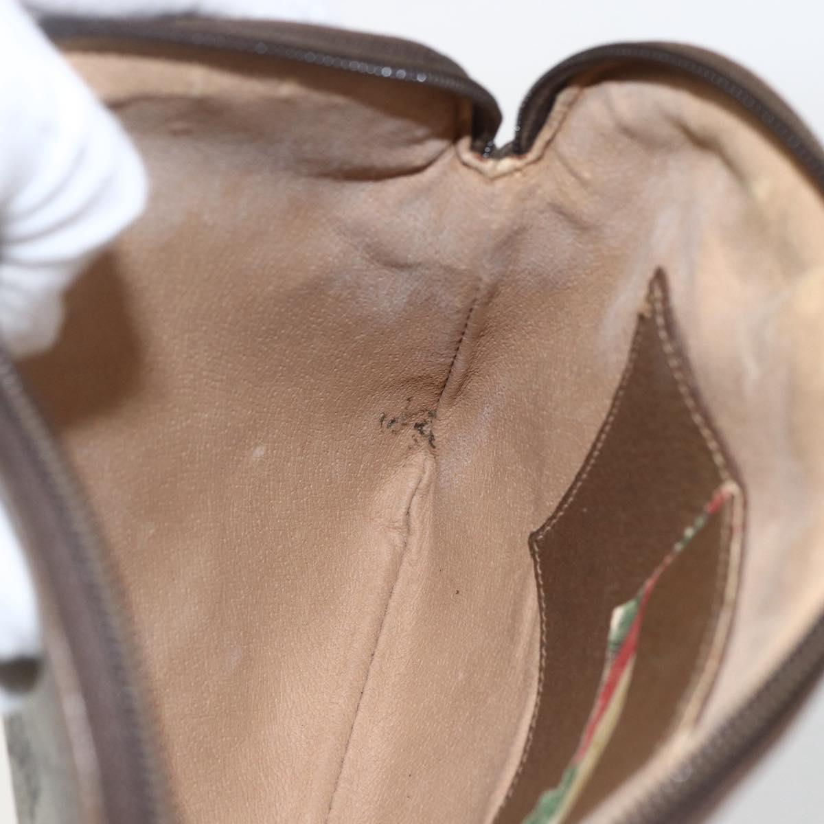 GUCCI GG Supreme Web Sherry Line Bag PVC Beige Gold 904 02 047 Auth 157639