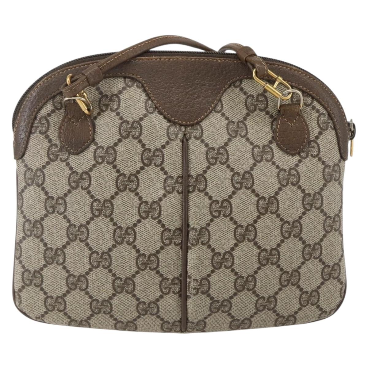 GUCCI GG Supreme Web Sherry Line Bag PVC Beige Gold 904 02 047 Auth 157639