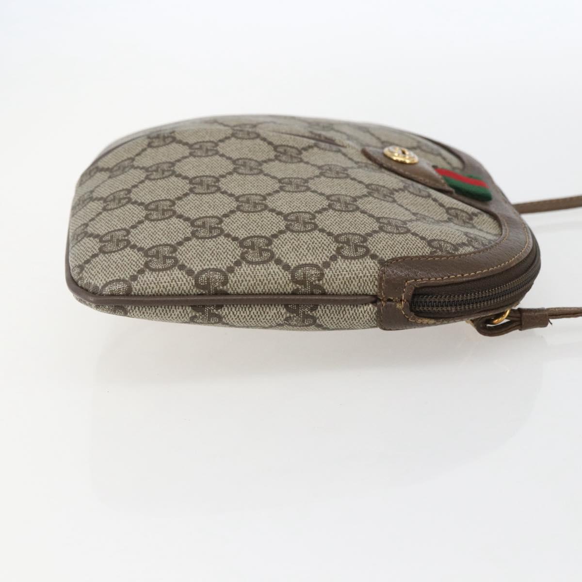 GUCCI GG Supreme Web Sherry Line Bag PVC Beige Gold 904 02 047 Auth 157639