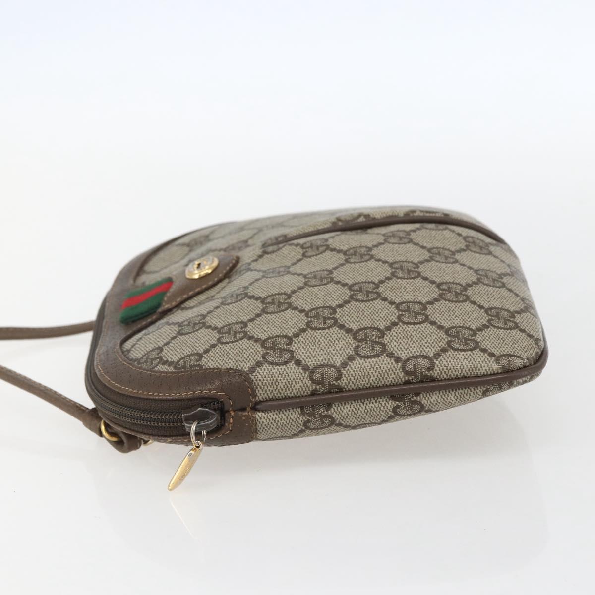 GUCCI GG Supreme Web Sherry Line Bag PVC Beige Gold 904 02 047 Auth 157639