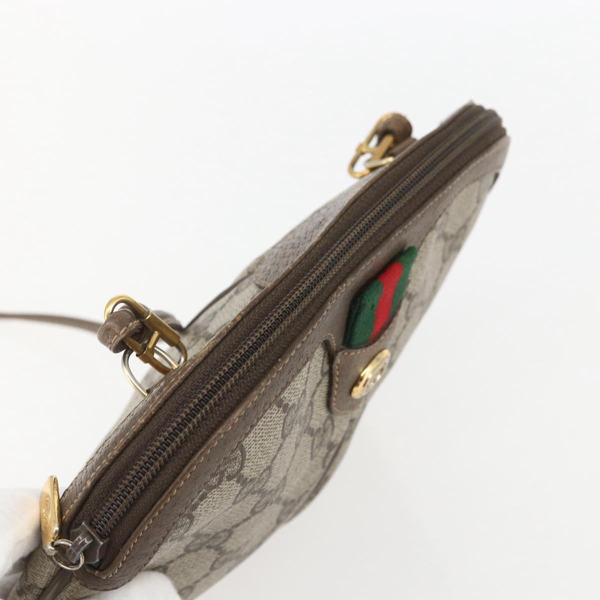 GUCCI GG Supreme Web Sherry Line Bag PVC Beige Gold 904 02 047 Auth 157639