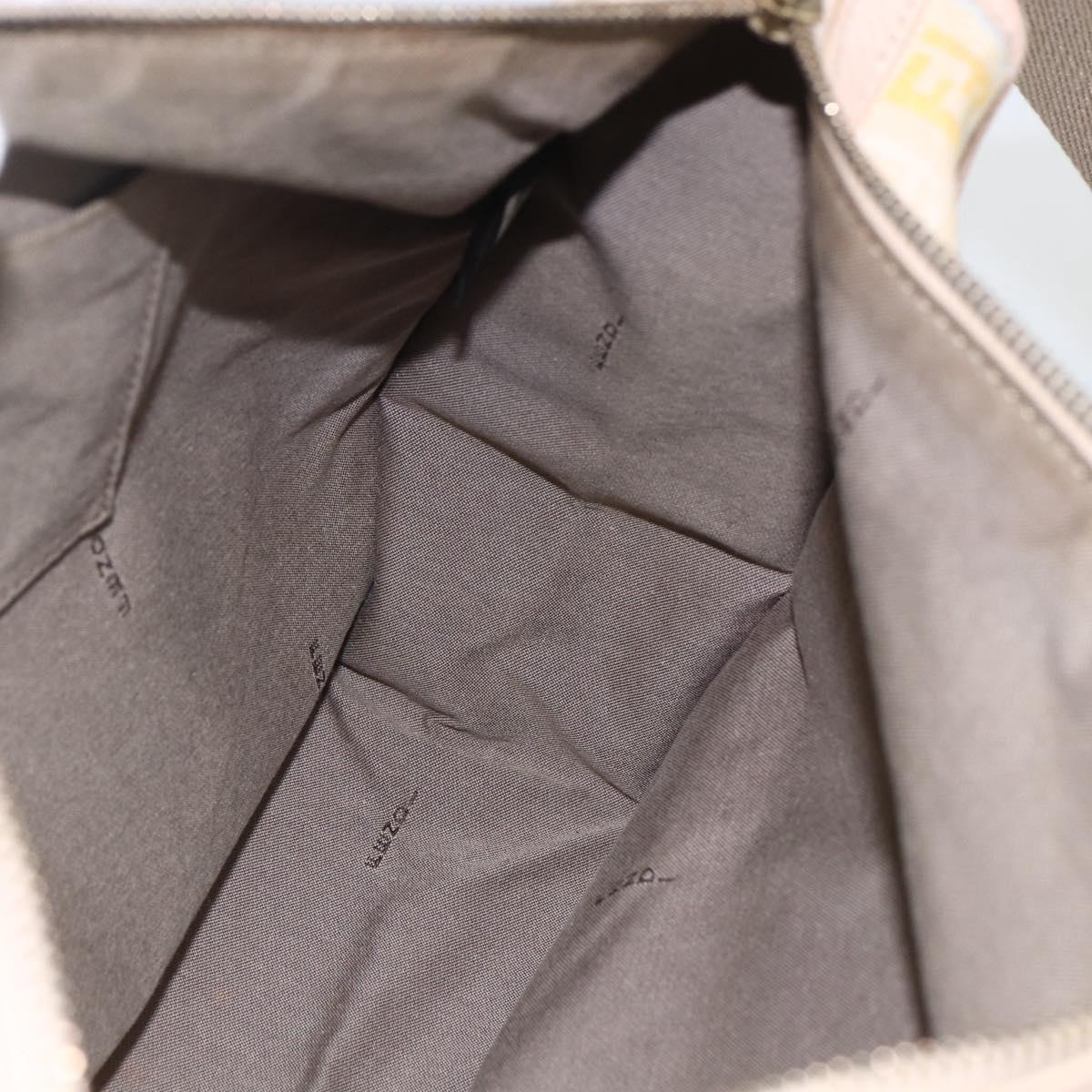 FENDI Zucchino Canvas Shoulder Bag Pink Gold Auth 157643V