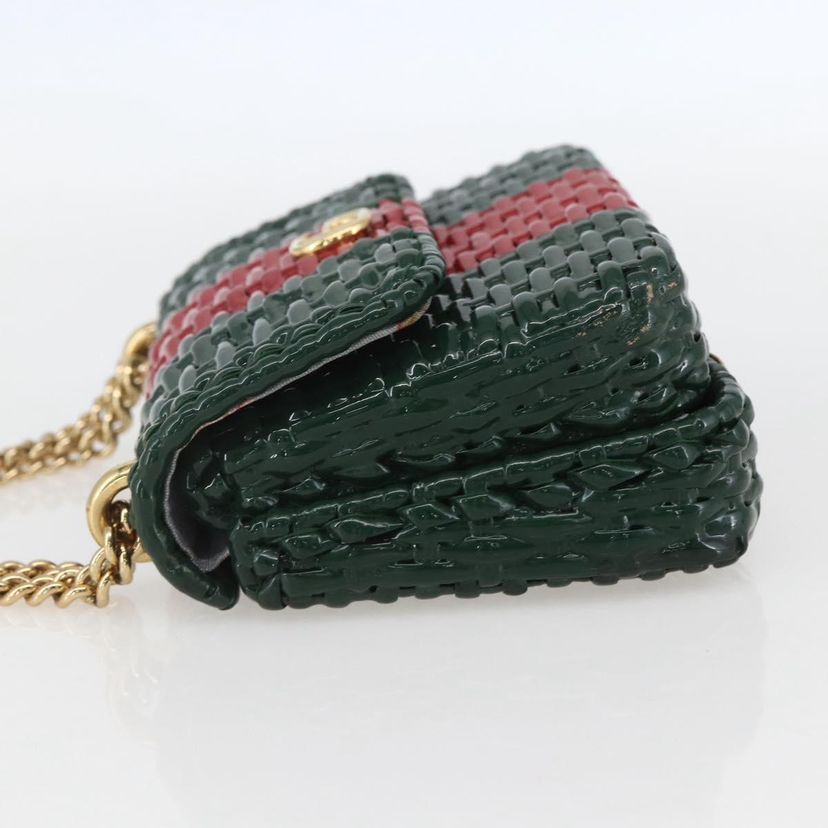 GUCCI Wicker Chain Web Sherry Line Bag Wood Red Green 524829 Auth 157665SAV