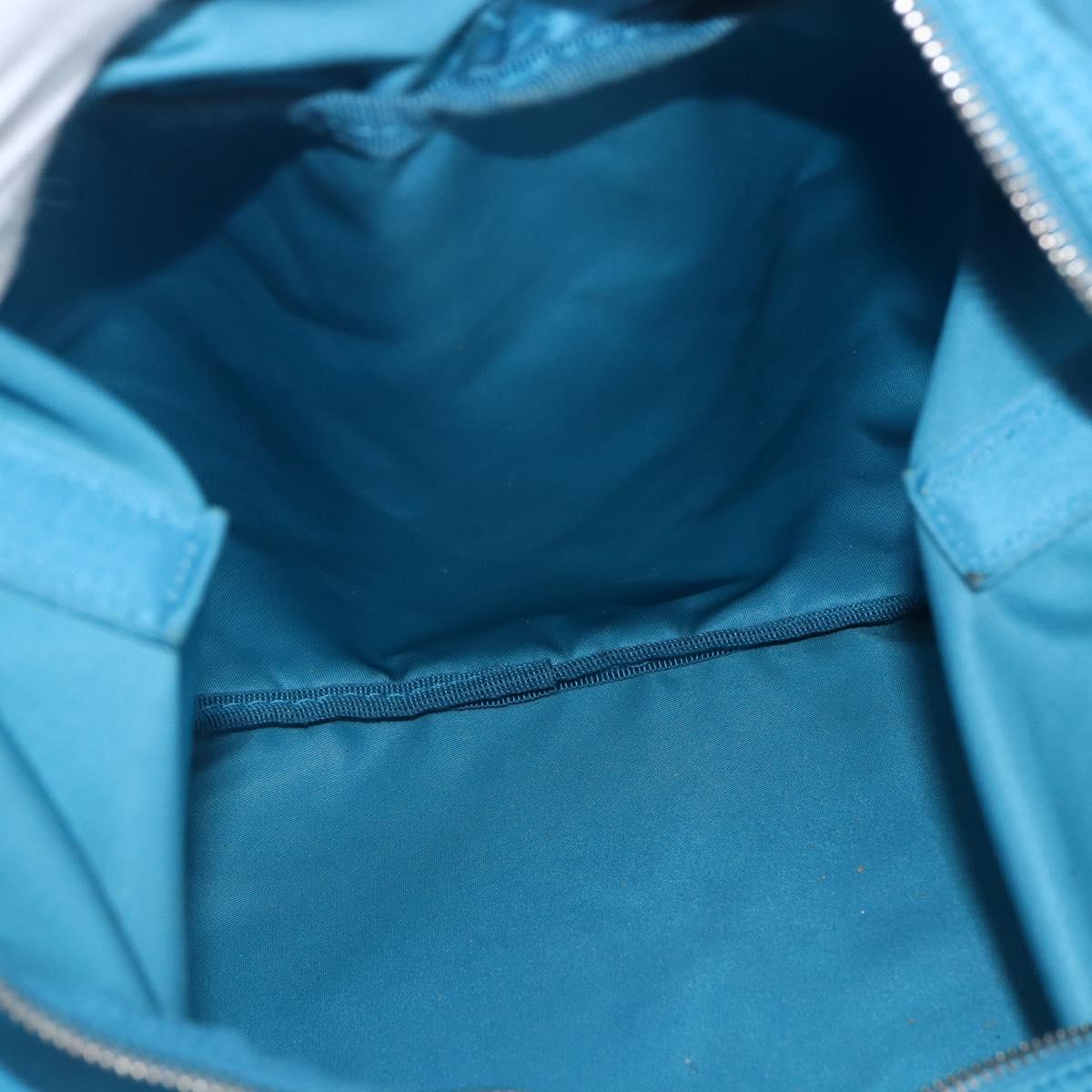 PRADA Boston Bag Nylon Blue Silver Auth 157666