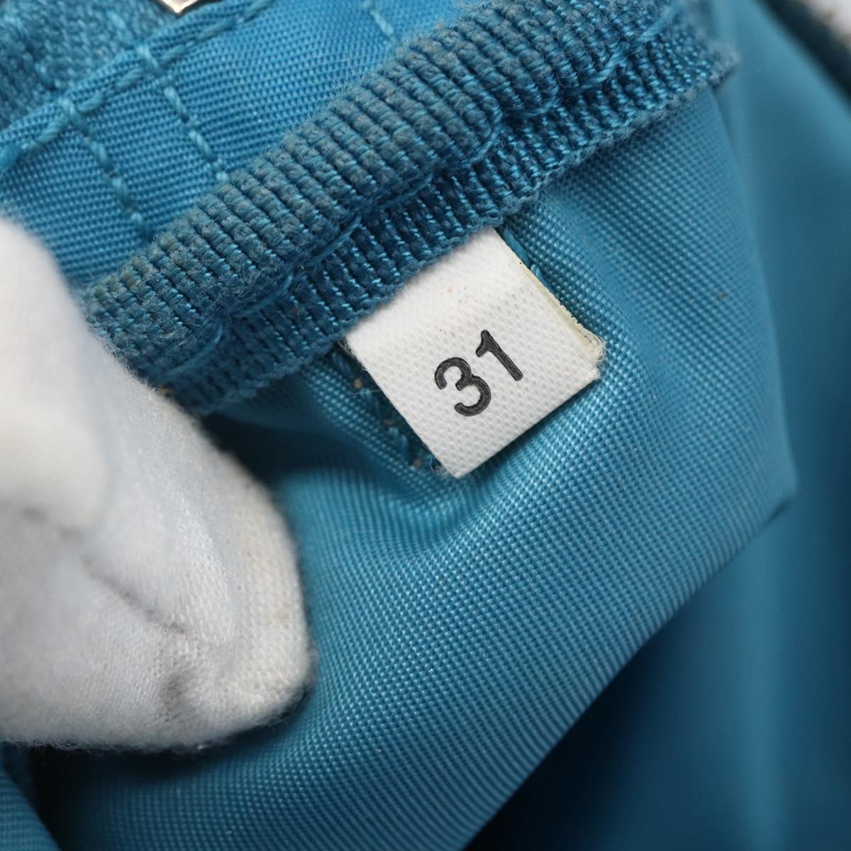 PRADA Boston Bag Nylon Blue Silver Auth 157666