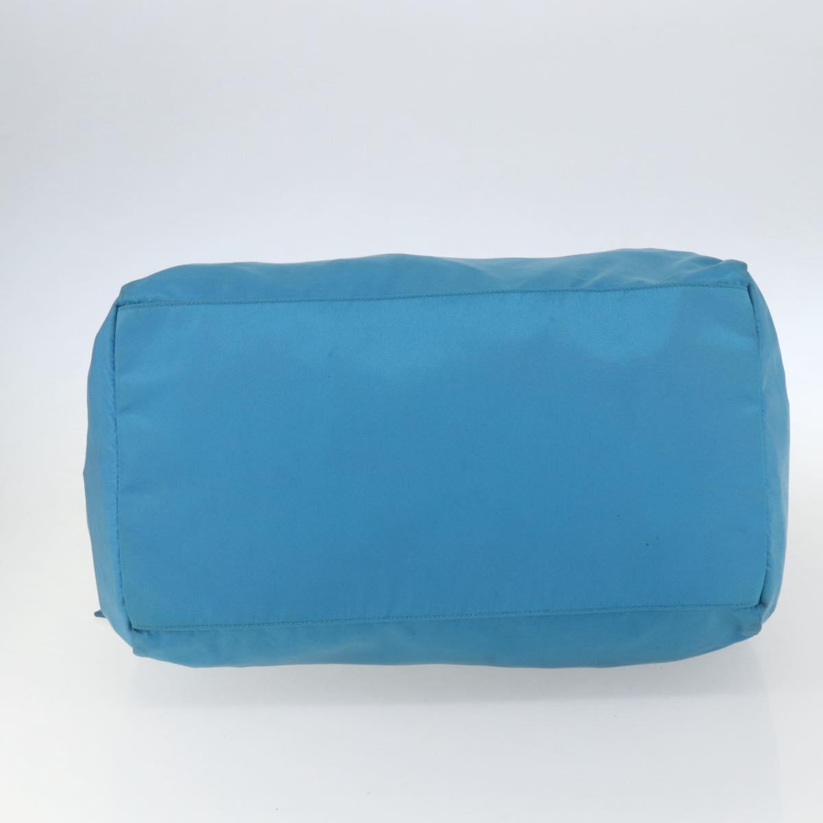 PRADA Boston Bag Nylon Blue Silver Auth 157666