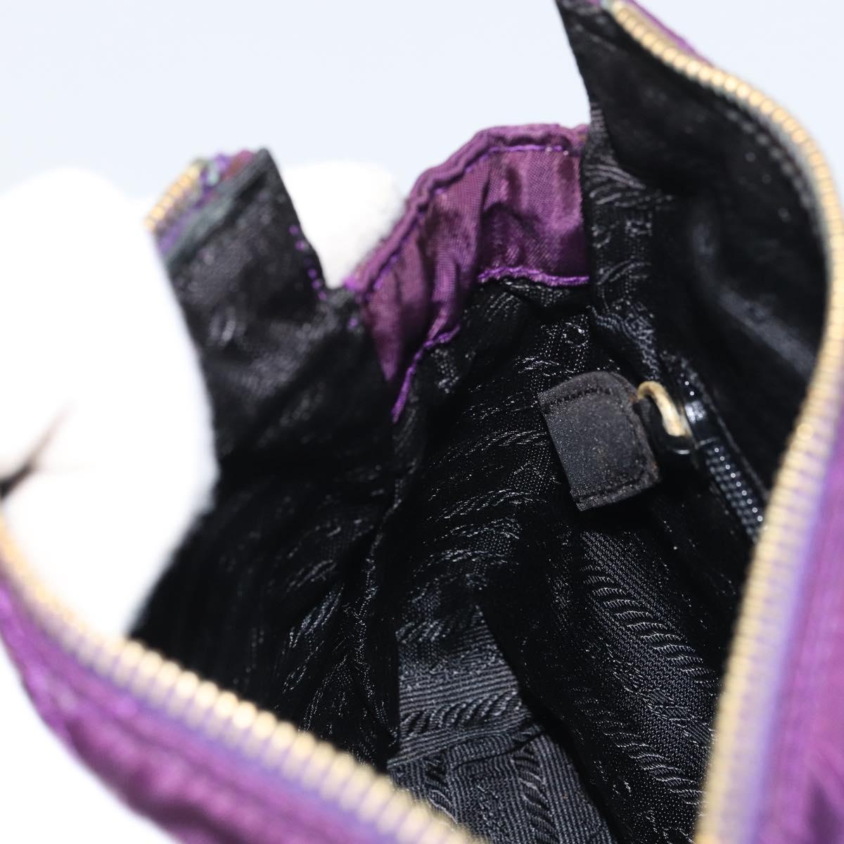 PRADA Chain Shoulder Bag Nylon Purple Gold Auth 157669