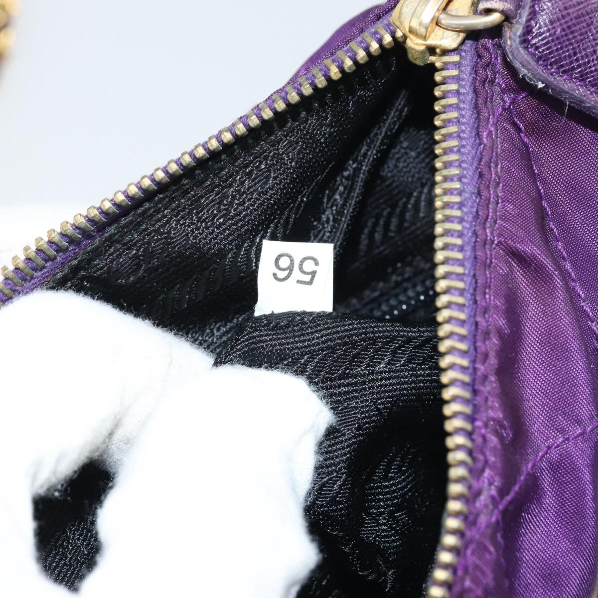 PRADA Chain Shoulder Bag Nylon Purple Gold Auth 157669