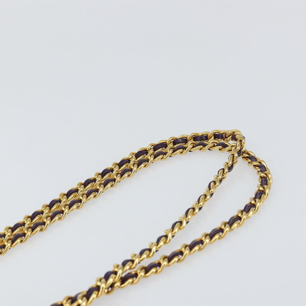 PRADA Chain Shoulder Bag Nylon Purple Gold Auth 157669