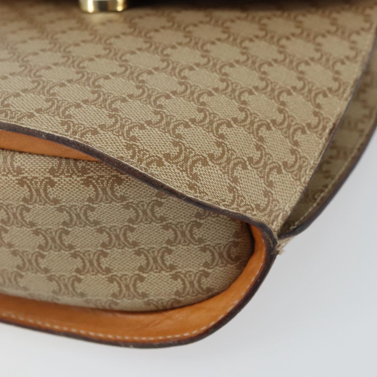 CELINE Macadam Canvas Shoulder Bag PVC Beige Gold Auth 157670