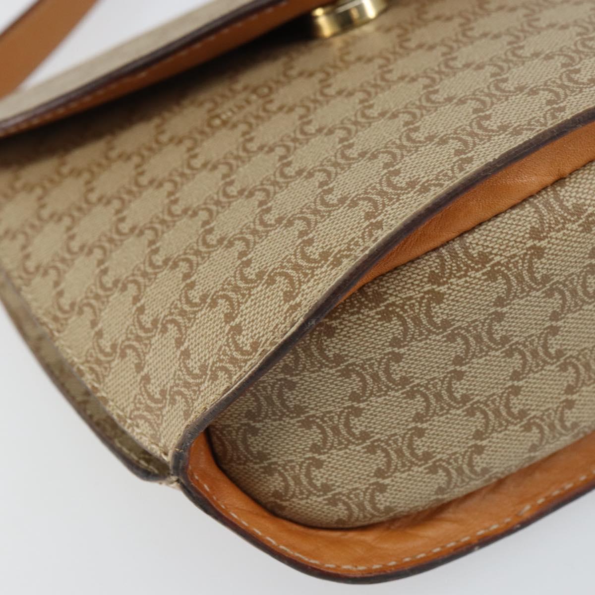 CELINE Macadam Canvas Shoulder Bag PVC Beige Gold Auth 157670