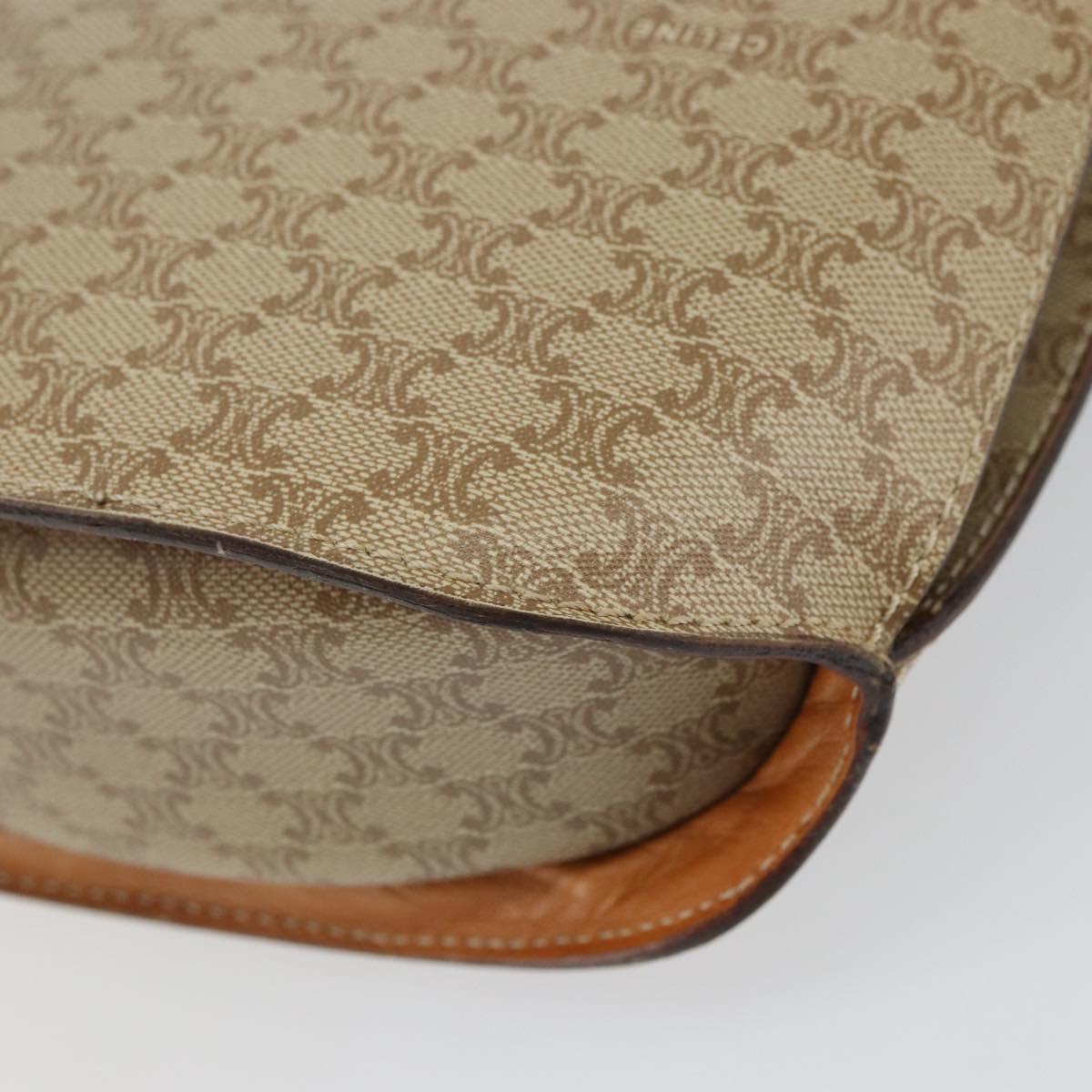 CELINE Macadam Canvas Shoulder Bag PVC Beige Gold Auth 157670