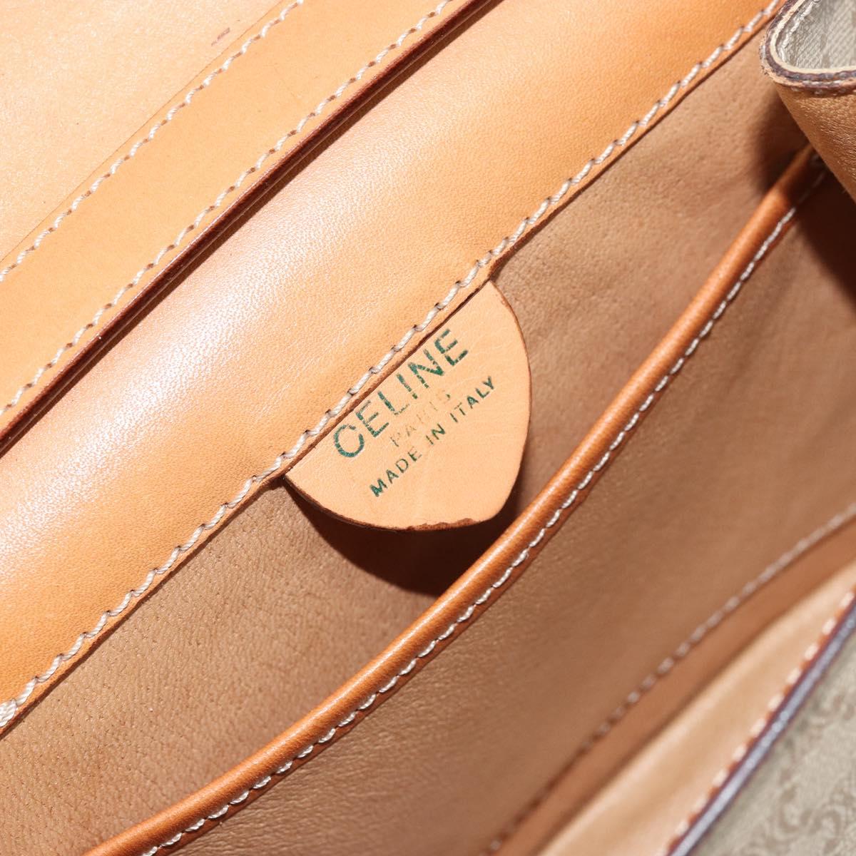 CELINE Macadam Canvas Shoulder Bag PVC Beige Gold Auth 157670