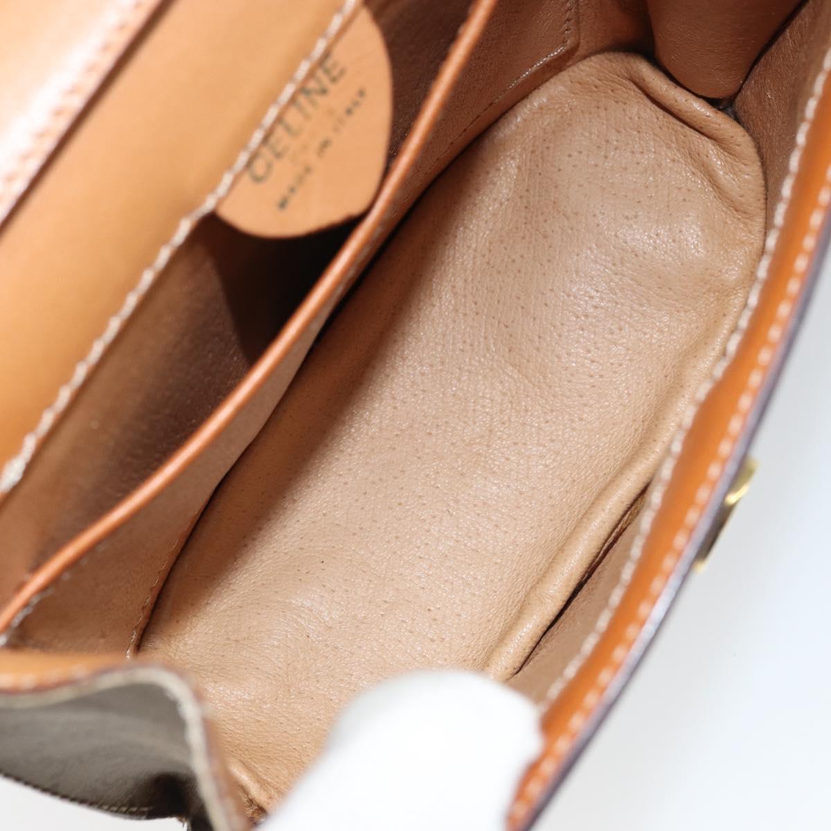 CELINE Macadam Canvas Shoulder Bag PVC Beige Gold Auth 157670