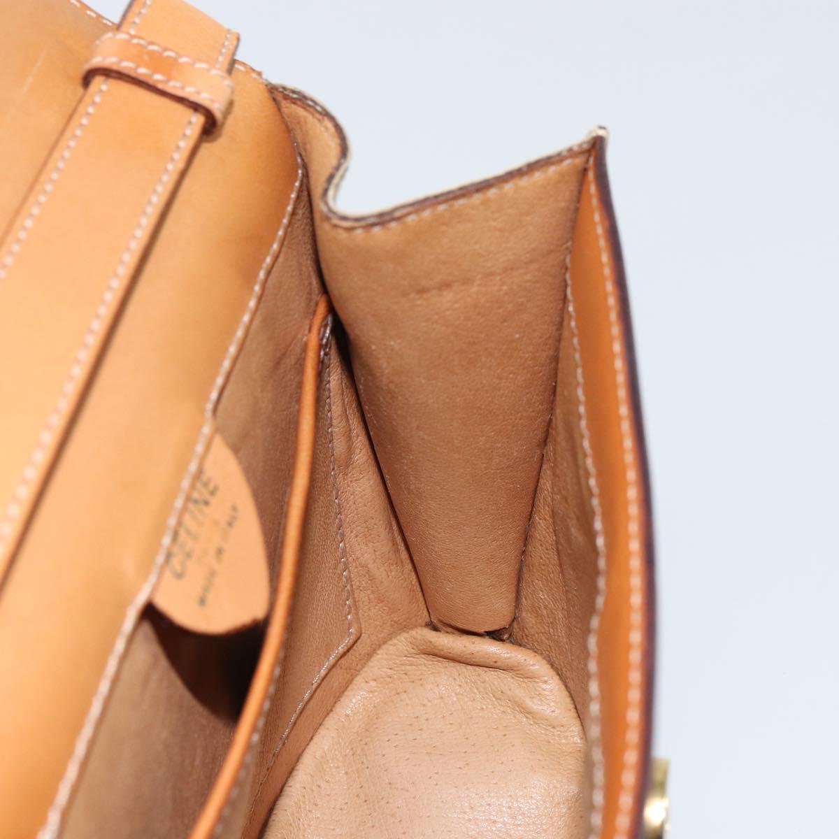 CELINE Macadam Canvas Shoulder Bag PVC Beige Gold Auth 157670