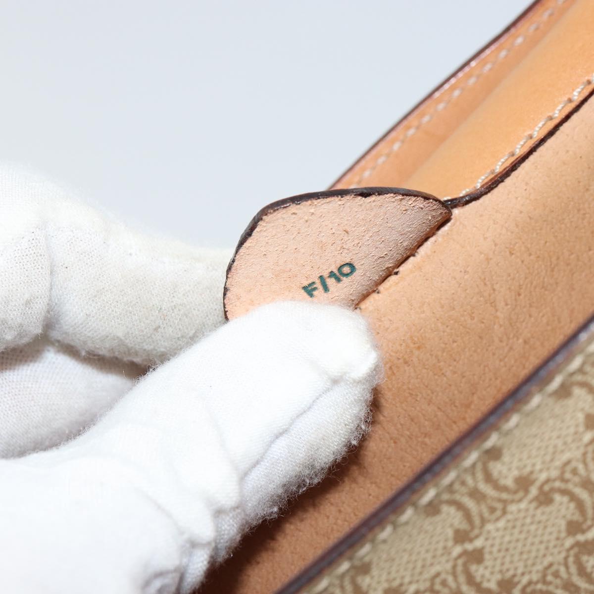 CELINE Macadam Canvas Shoulder Bag PVC Beige Gold Auth 157670