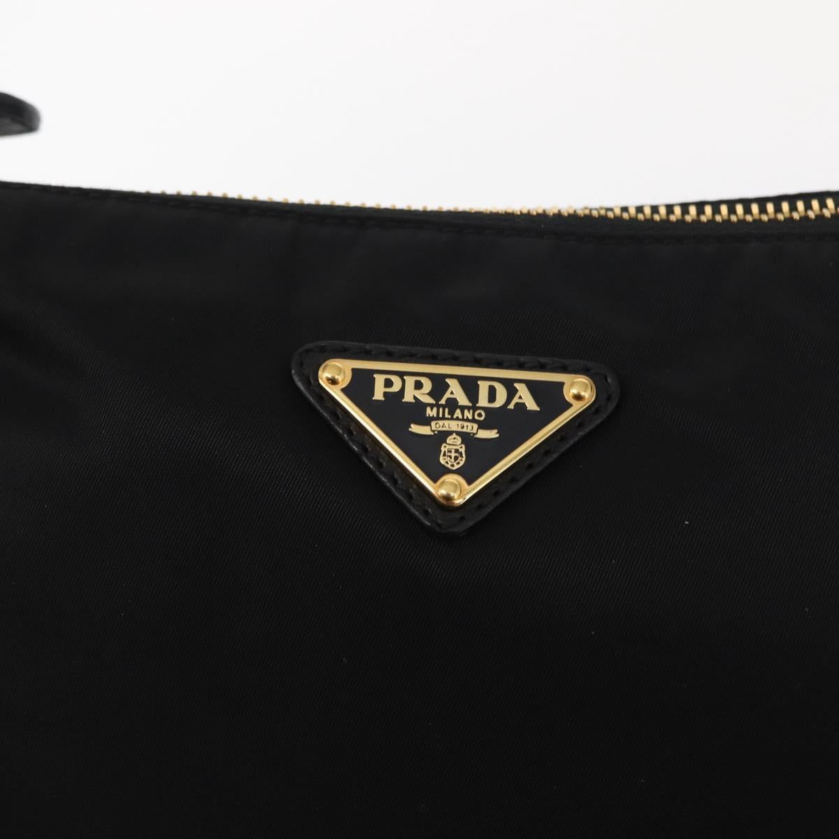 PRADA Shoulder Bag Nylon Black Gold Auth 157682V