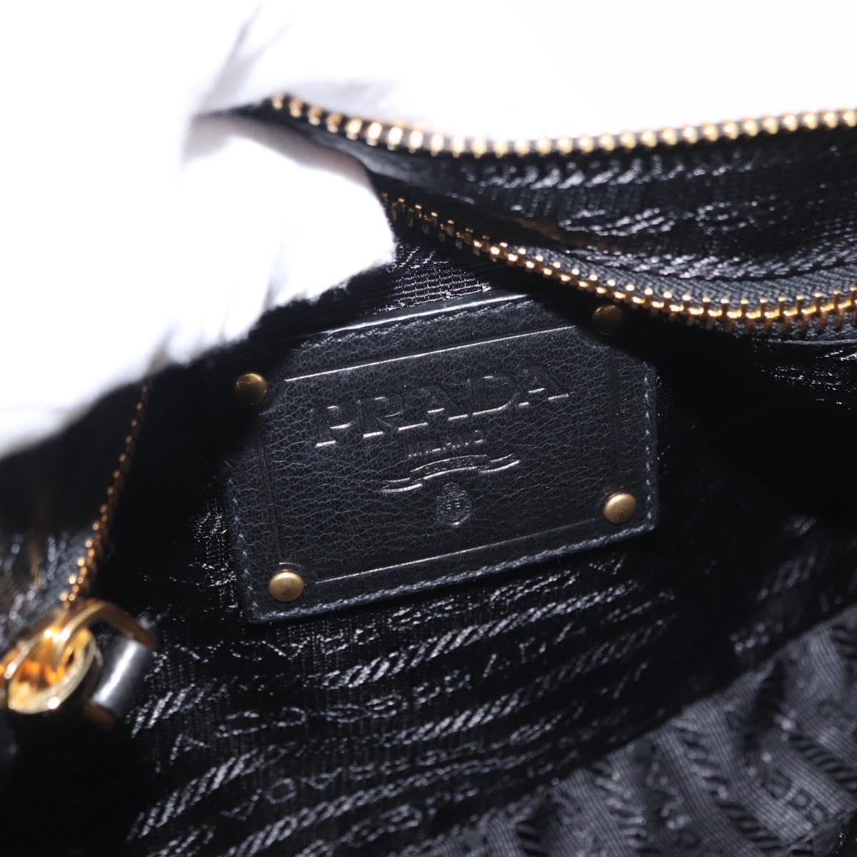 PRADA Shoulder Bag Nylon Black Gold Auth 157682V