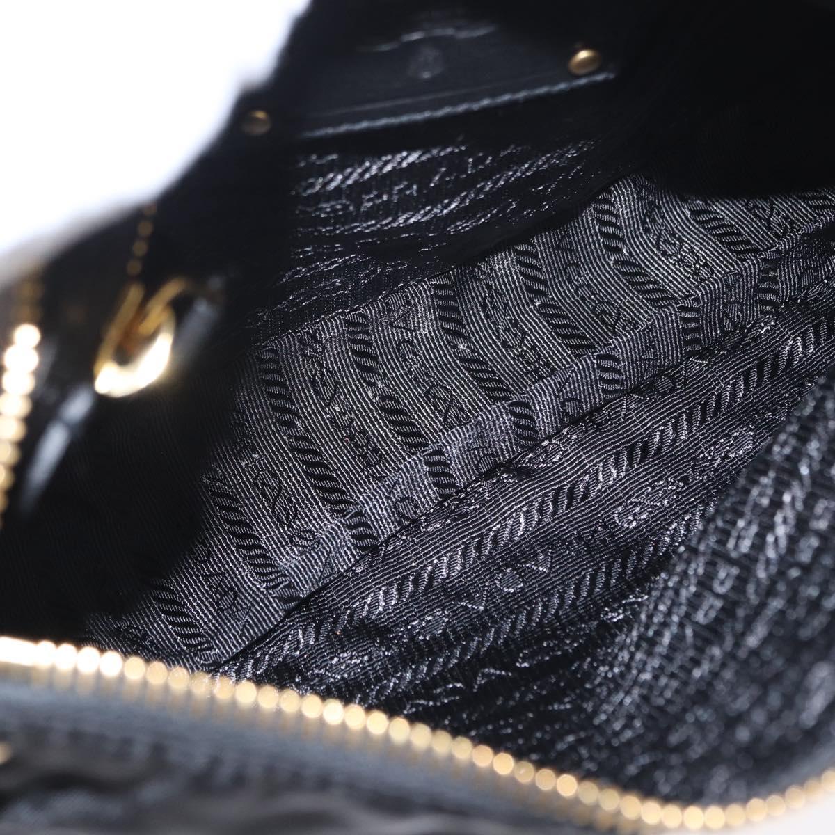 PRADA Shoulder Bag Nylon Black Gold Auth 157682V