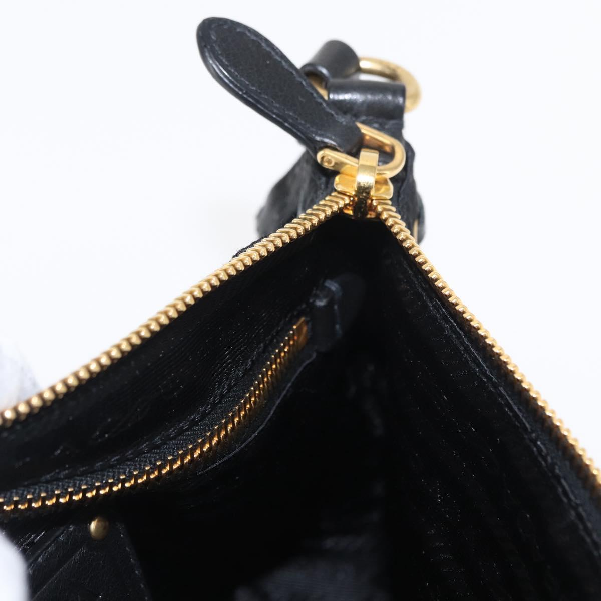 PRADA Shoulder Bag Nylon Black Gold Auth 157682V