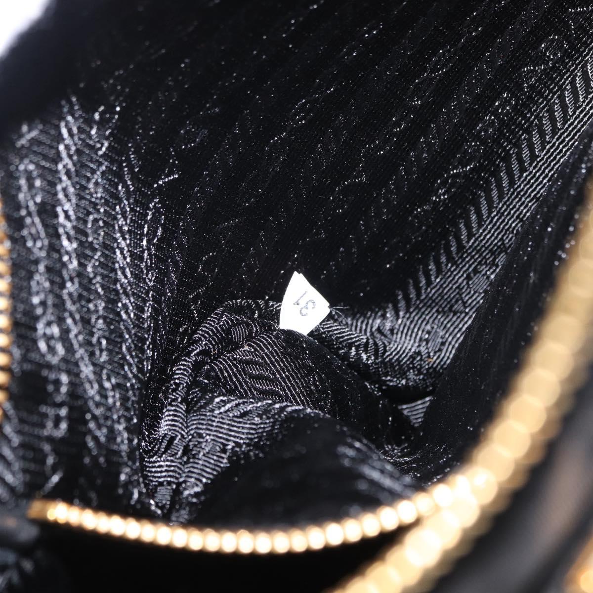 PRADA Shoulder Bag Nylon Black Gold Auth 157682V