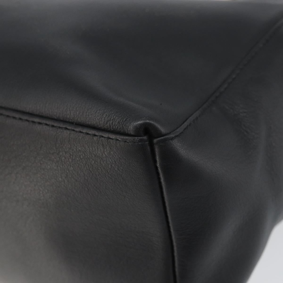 Salvatore Ferragamo Gancini Hand Bag Leather 2way Black Gold Auth 157683